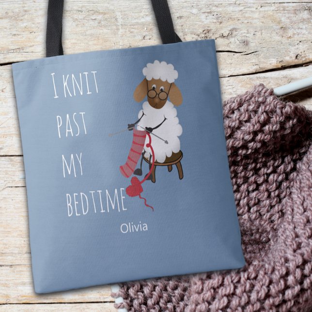 I Knit Past My Bedtime Sheep Knitting Lovers Tote Bag (Creator Uploaded)
