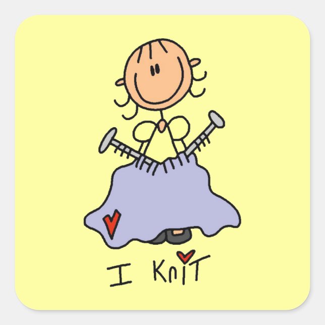 I Knit Square Sticker (Front)