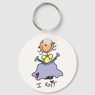 I Knit Stick Figure Tshirts and Gifts Key Ring