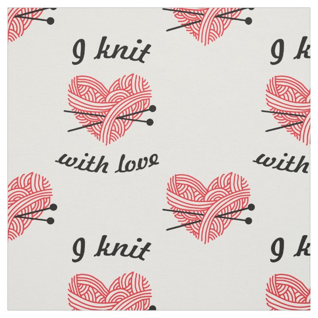 "I Knit with Love" Yarn & Needles Crafts Pattern Fabric (Swatch)