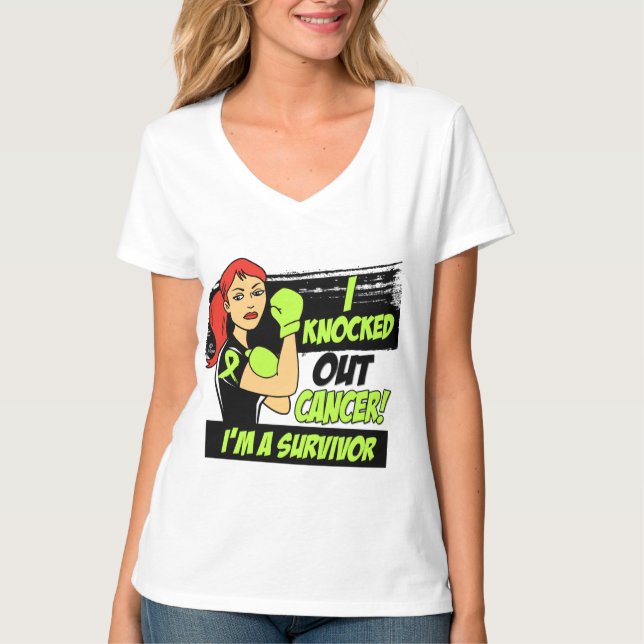 I Knocked Out Non-Hodgkins Lymphoma Cancer T-Shirt (Front)