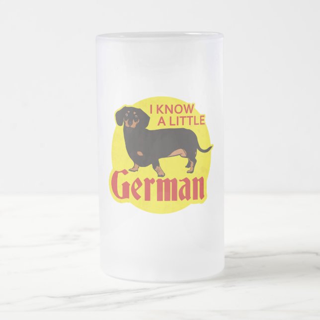 I Know A Little German Frosted Glass Beer Mug (Center)