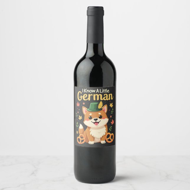 I Know a Little German Octoberfest Pretzel Wine Label (Front)