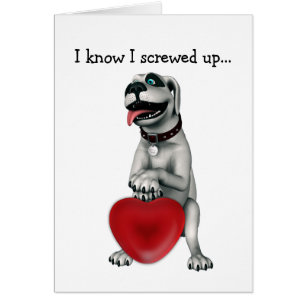 I know I screwed up!-Dog Begging with a Red Heart