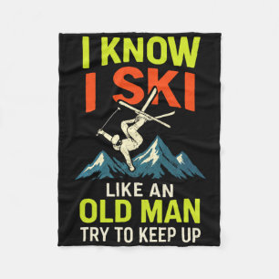 I Know I Ski - Funny Skiing Quotes Freestyle Fleece Blanket