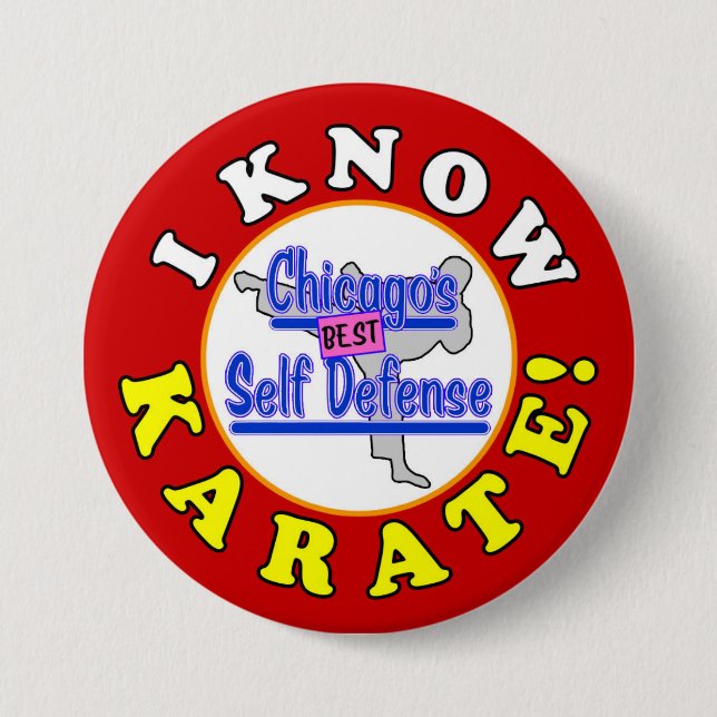 "I KNOW KARATE!" Larry Appleton Perfect Strangers 7.5 Cm Round Badge (Front)