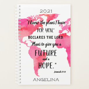 I Know The Plans Scripture Name Pink Map Planner