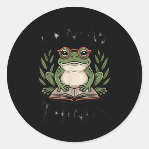 I know things funny book lover frog humour  classic round sticker
