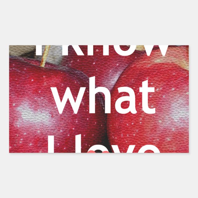 "I Know What I Love" – Apple-Themed Design Rectangular Sticker (Front)