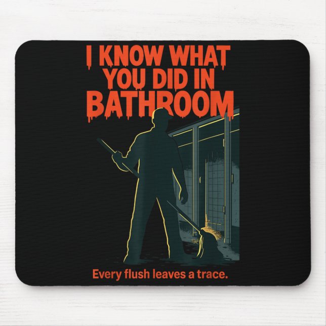 I Know What You Did in Bathroom Funny Halloween Mouse Pad (Front)