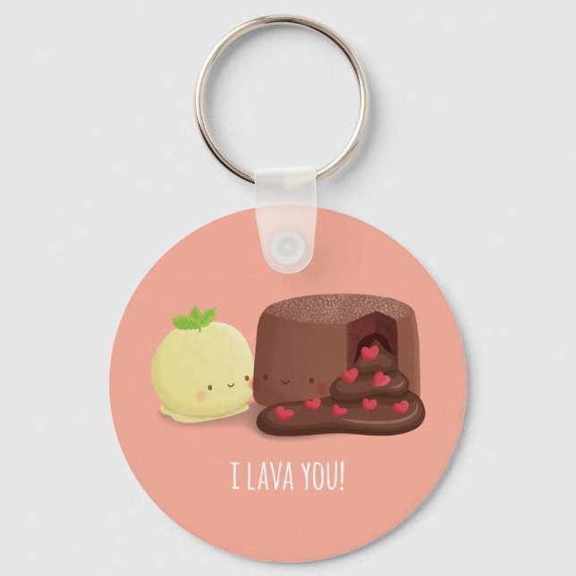I Lava You Chocolate Molten Cake Ice cream Key Ring (Front)