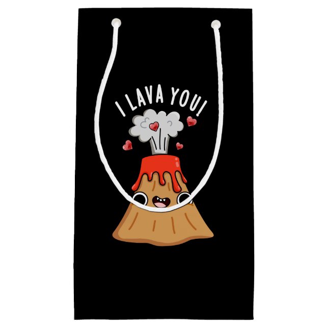 I Lava You Funny Volcano Pun Dark BG Small Gift Bag (Front)