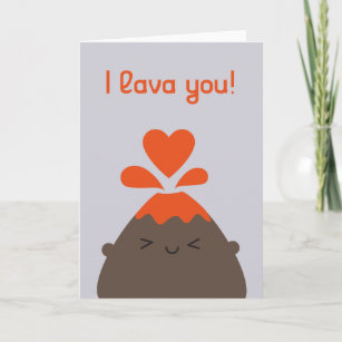 I Lava You Kawaii Volcano Card