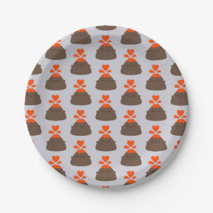 I Lava You Kawaii Volcano Paper Plate