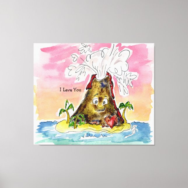 I Lava You Volcano Stretched Canvas Print (Front)