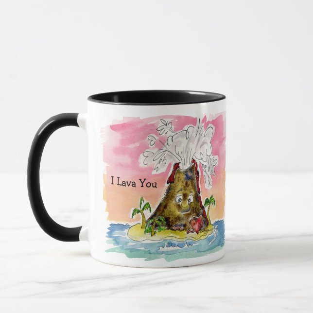  I Lava You,You Erupt Me Cartoon Volcano Mug (Left)