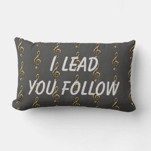 I Lead You Follow Gold Clef School Music Teacher Lumbar Cushion