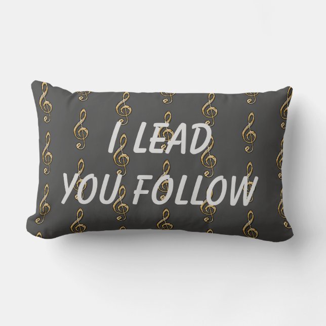 I Lead You Follow Gold Clef School Music Teacher Lumbar Cushion (Front)