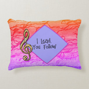 I lead You Follow Gradient Pastel Music Teacher Decorative Cushion