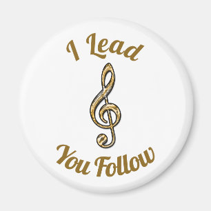 I Lead You Follow Music Teacher Gold Thank You Magnet