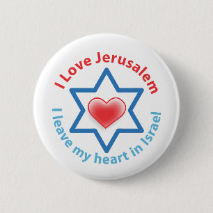 I Leave my heart in Israel - I love Jerusalem 6 Cm Round Badge