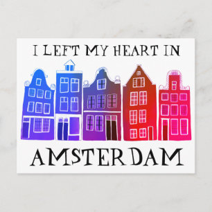 I Left My Heart in Amsterdam Holland Canal Houses Postcard