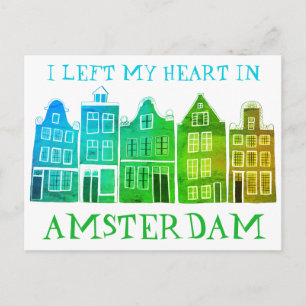 I Left My Heart in Amsterdam Holland Canal Houses Postcard
