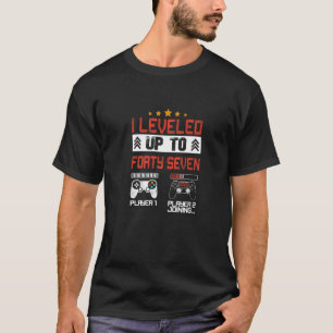 I Leveled Up To 47 Retro Birthday Gamer Boy Mens T-Shirt