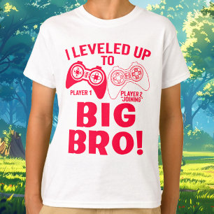 "I LEVELED UP TO BIG BRO! Gamer Baby Reveal T-Shirt
