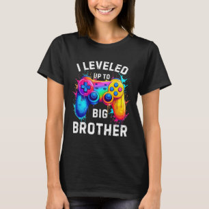 I Leveled Up To Big Brother Funny Gamer Splash Art T-Shirt