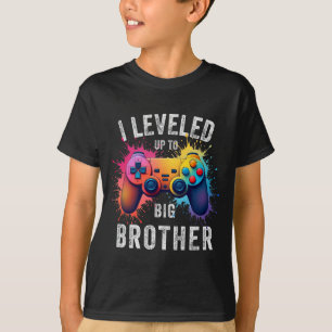 I Leveled Up to Big Brother Funny Gamer Splash Art T-Shirt
