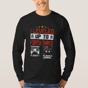 I Levelled Up To 43  Retro Birthday Gamer Boy Mens T-Shirt
