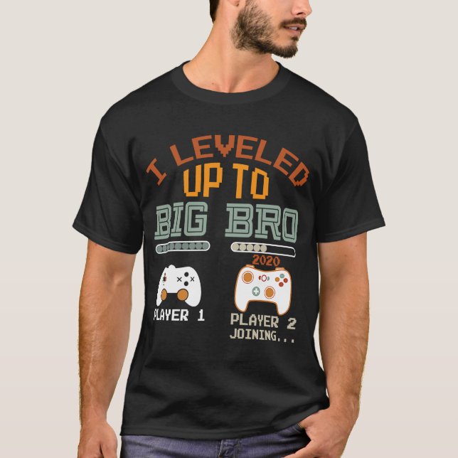 I levelled up to Big Bro 2020  Gamer new brother T-Shirt (Front)