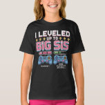 I Levelled Up To Big Sis 2026 Big Sister Announce T-Shirt<br><div class="desc">Celebrate the exciting news in gamer style with this “I Levelled Up to BIG SIS 2026” t-shirt! Featuring a retro video game controller design, this fun shirt is perfect for pregnancy announcements, gender reveals, or family celebrations. Great for daughters, sisters, and little gamers who are becoming a big sister in...</div>