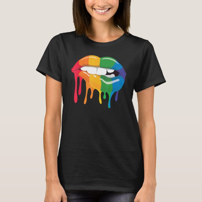 I Licked It So It's Mine Lgbt Rainbow Lips Pride M T-Shirt (Front)