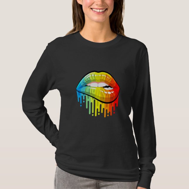 I Licked It So Its Mine Rainbow Lips T-Shirt (Front)