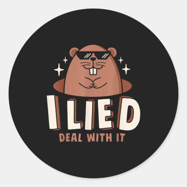 I Lied Deal With It Funny Groundhog Day Men Women  Classic Round Sticker (Front)