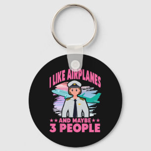 I Like Airplanes And Maybe 3 People  Key Ring