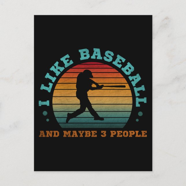 I Like Baseball And Maybe 3 People Postcard (Front)