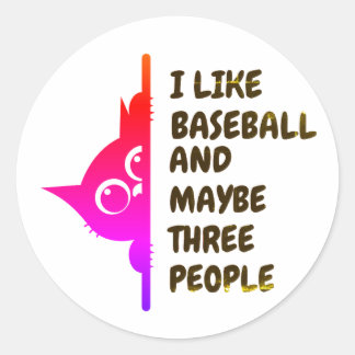 I like baseball-peeking cat classic round sticker