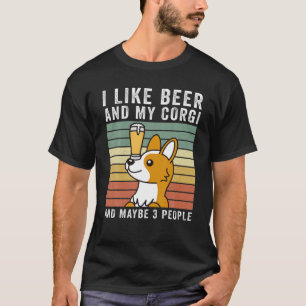I Like Beer And My Corgi Retro Vintage Dog T-Shirt