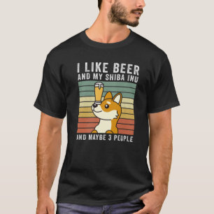 I Like Beer And My Shiba Inu Retro Vintage Dog T-Shirt