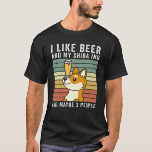 I Like Beer And My Shiba Inu Retro Vintage Dog T-Shirt