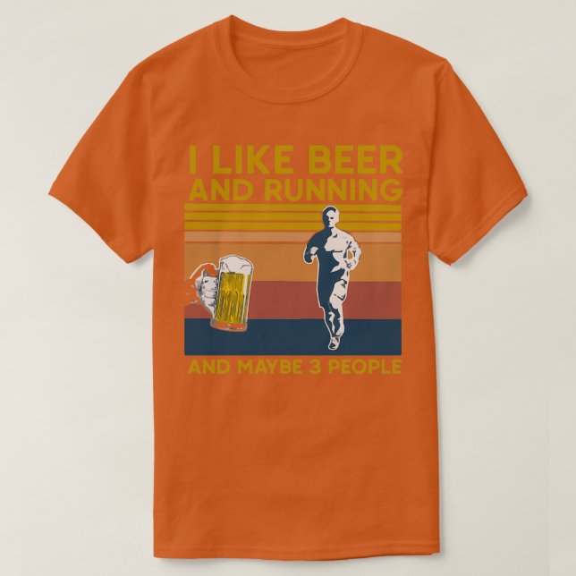 I Like Beer And Running And Maybe 3 People Sticker T-Shirt (Design Front)