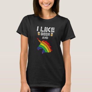 I Like Beer And Unicorn Colourful Horse Rainbow Ho T-Shirt