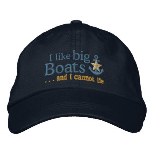 I like big boats Humour Nautical Golden Star Ancho Embroidered Hat