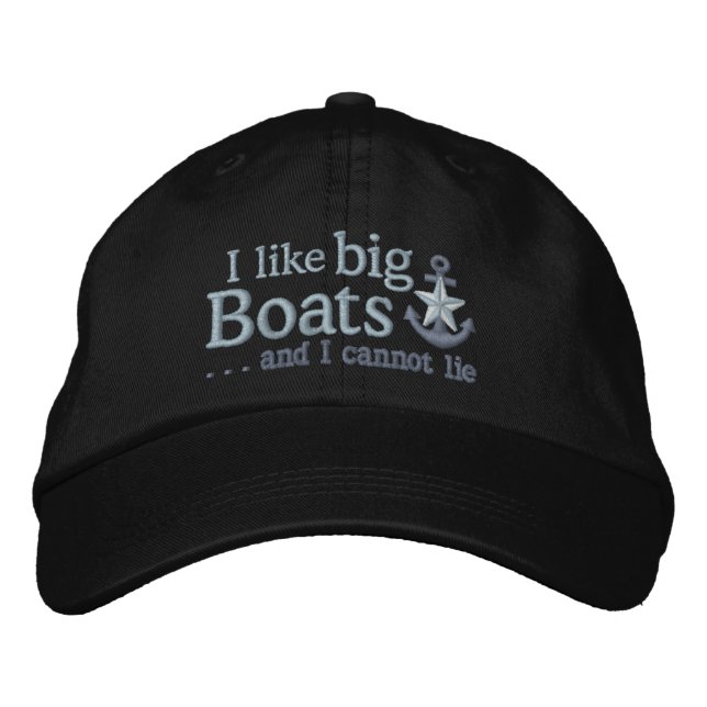 I like big boats Humour Nautical Silver Star Ancho Embroidered Hat (Front)