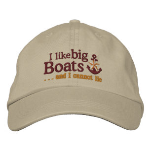 I like big boats Humourous Nautical Star Anchor Embroidered Hat