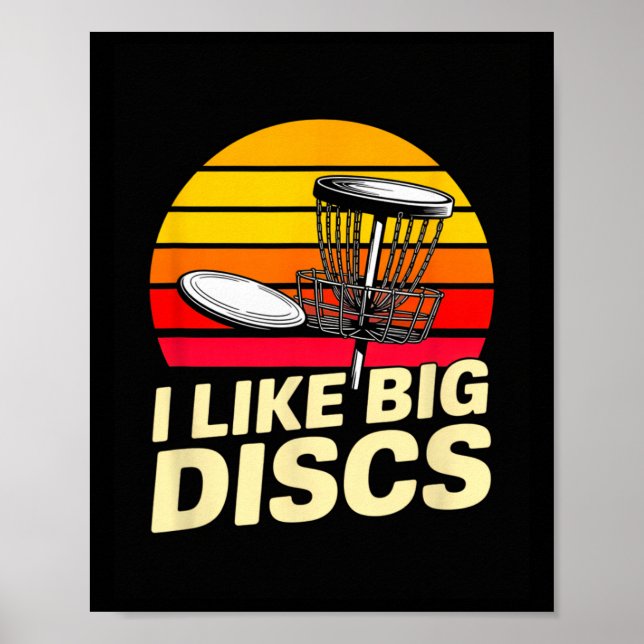 I Like Big Discs Funny Retro Disc Golf Player  Poster (Front)