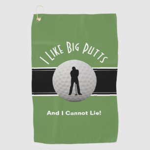 I Like Big Putts Black Green Funny  Golf Towel